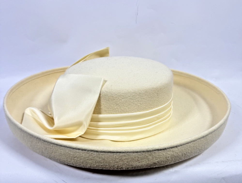 Vintage Joe Bill Miller Cream Wool Hat with Velvet Bow